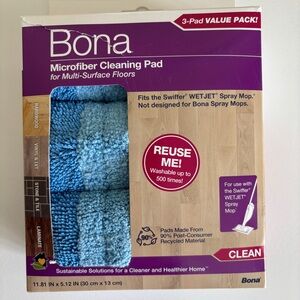 Bona Replacement Microfiber Cleaning Refill Pads For Swiffer WetJet Mop 3 Pcs